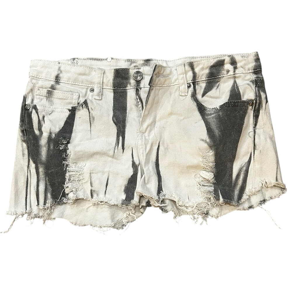 Red Rivet Black and White Distressed Jean Shorts Size 8